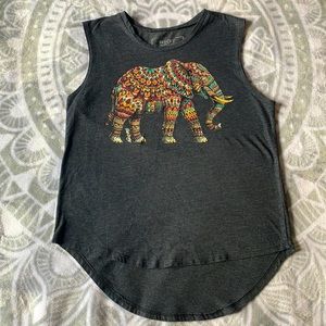 Elephant Print Patterned High-Low Tank Top